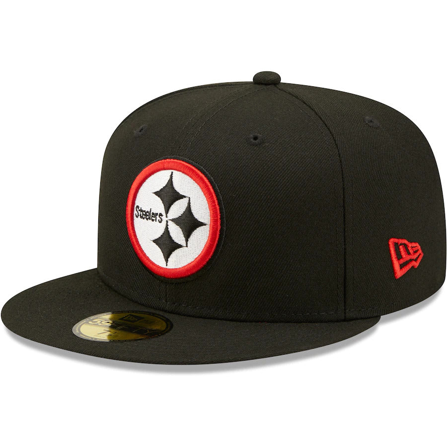 New Era Black Pittsburgh Steelers Red Undervisor Super Bowl XL Side Patch 59FIFTY Fitted Hat