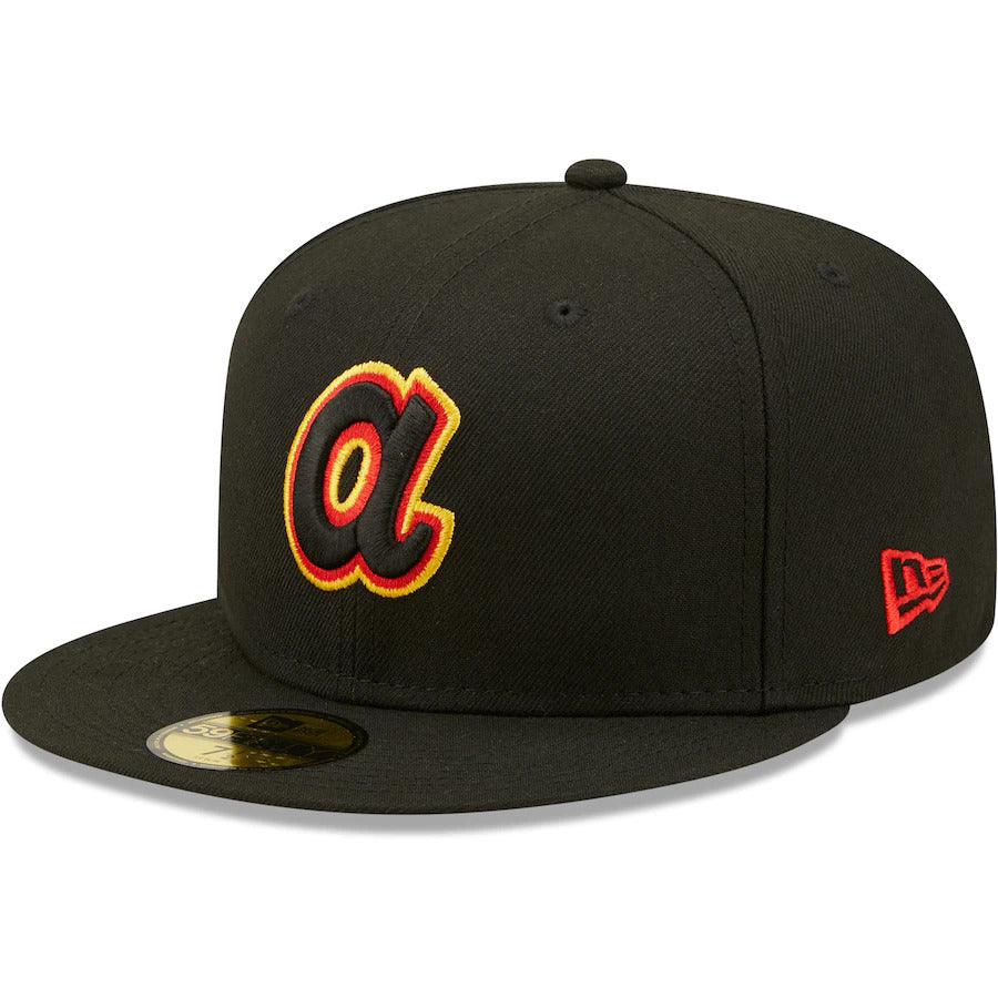 New Era Black Atlanta Braves 1972 MLB All-Star Game Gold Undervisor 59FIFTY Fitted Hat