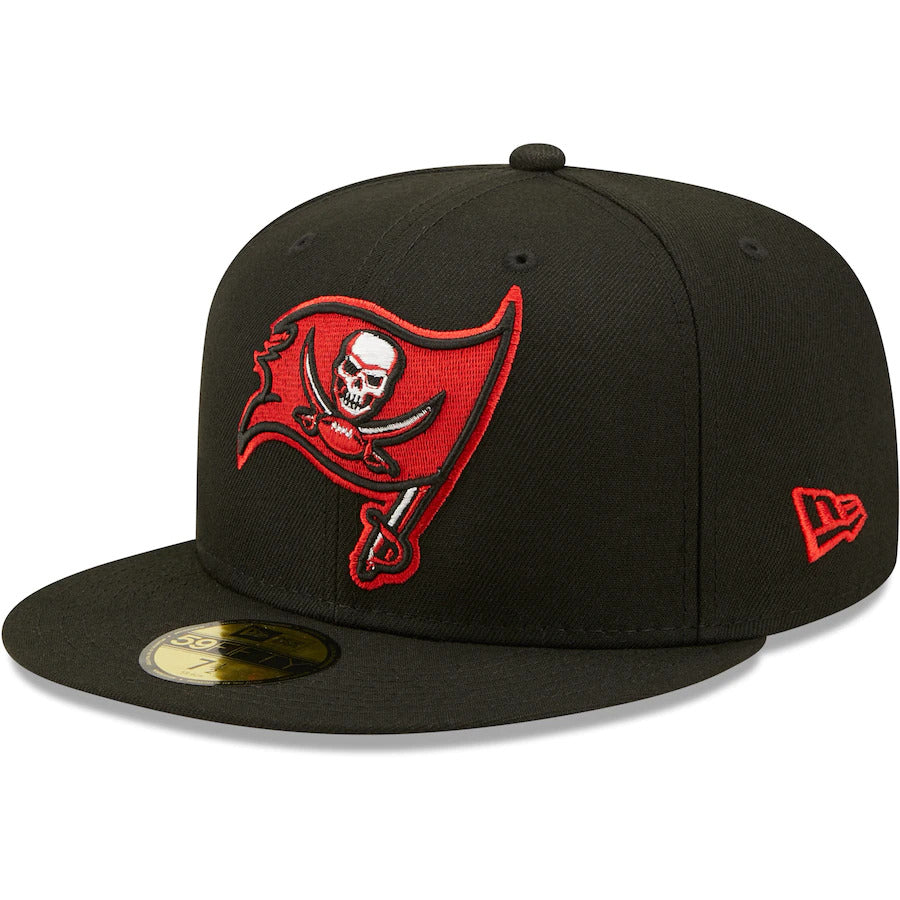 New Era Black Tampa Bay Buccaneers Red Undervisor Super Bowl LV Side Patch 59FIFTY Fitted Hat