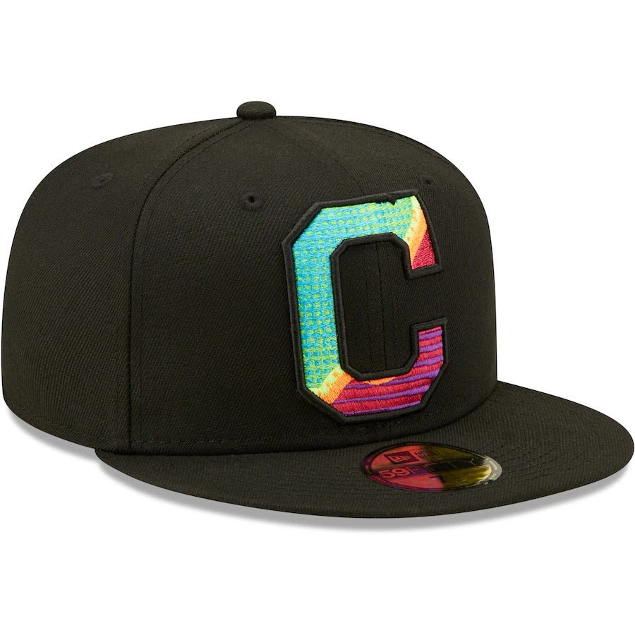 New Era Black Cleveland Indians Neon Fill 59FIFTY Fitted Hat