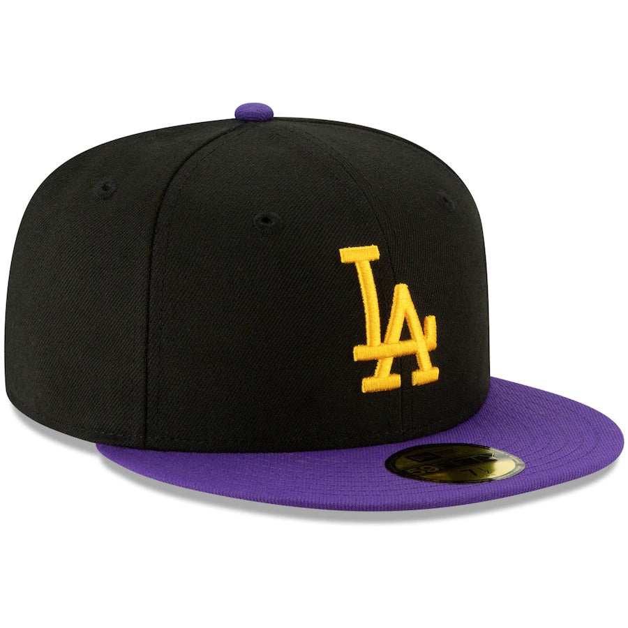 New Era Black/Purple LA Crossover 59FIFTY Fitted Hat
