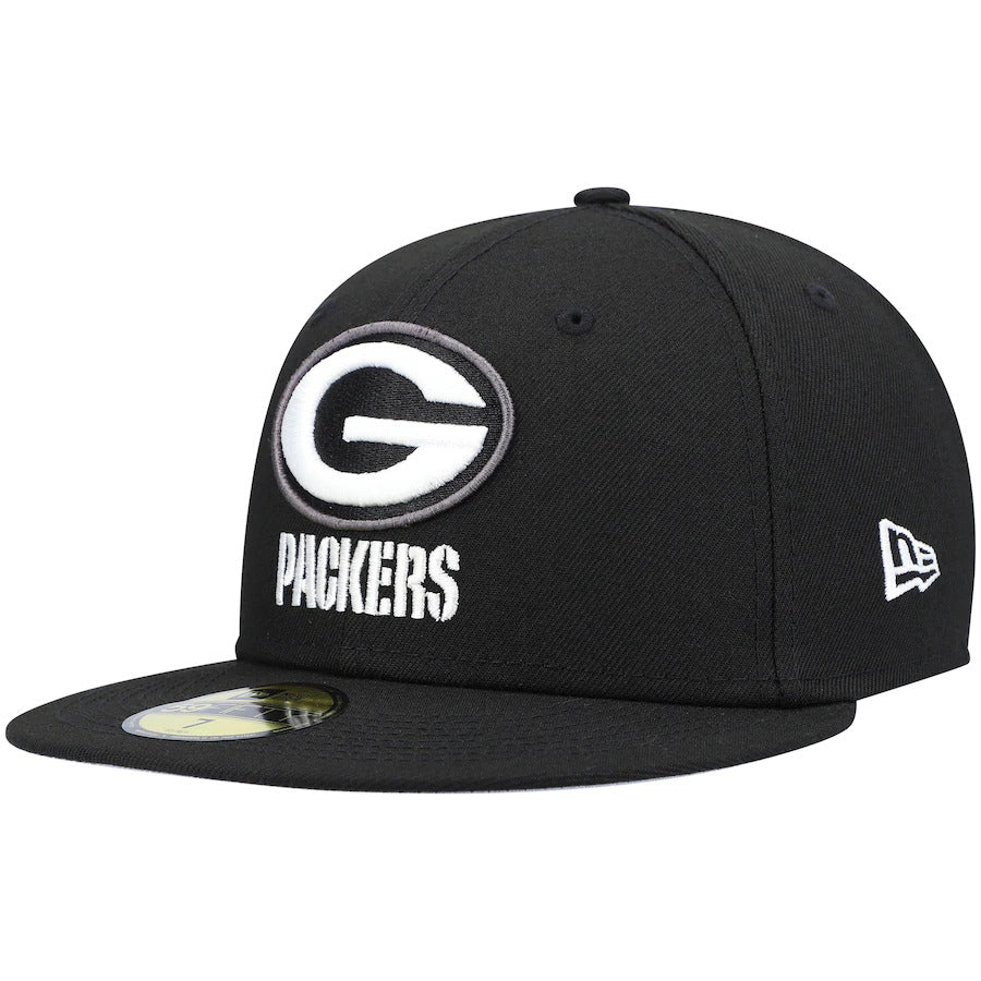 New Era Black Green Bay Packers Super Bowl Patch 59FIFTY Fitted Hat