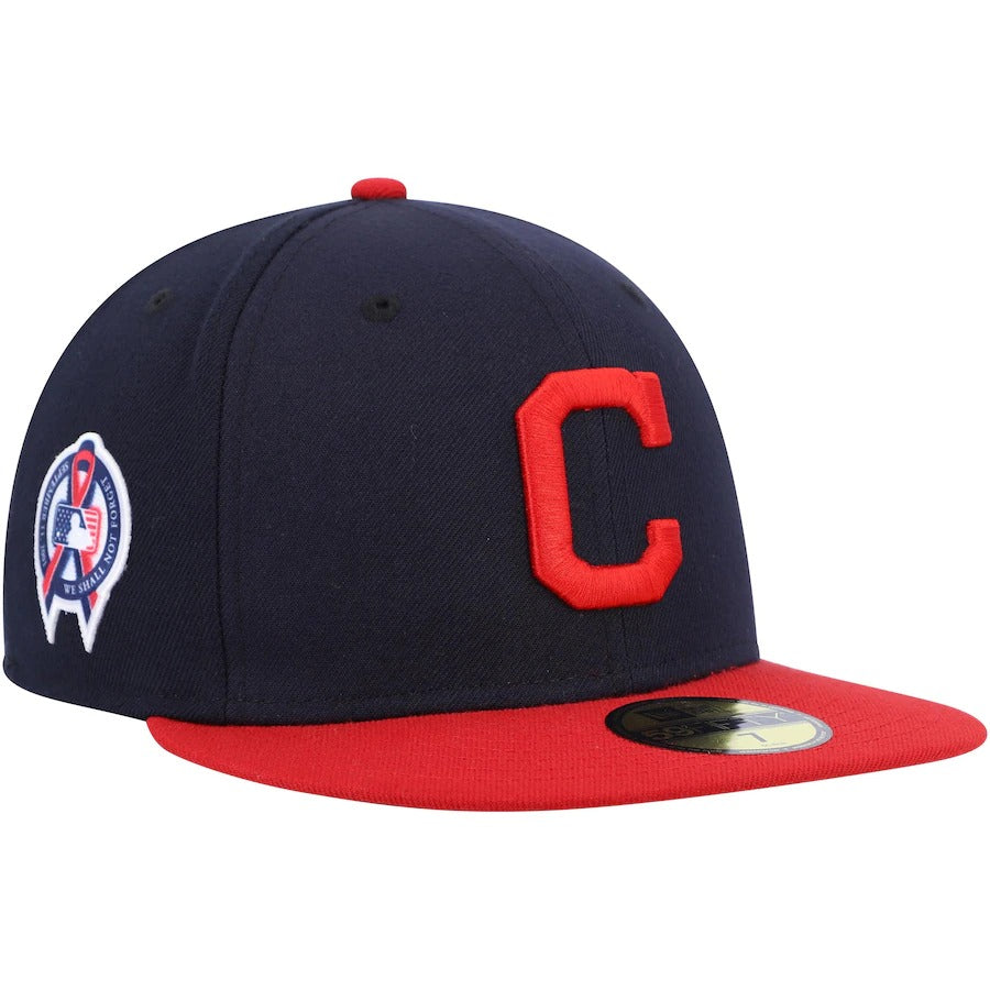 New Era Cleveland Indians Navy 9/11 Memorial Side Patch 59FIFTY Fitted Hat