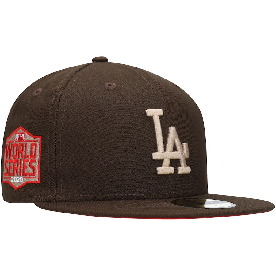 New Era Los Angeles Dodgers Brown 2020 World Series Team Scarlet Undervisor 59FIFTY Fitted Hat