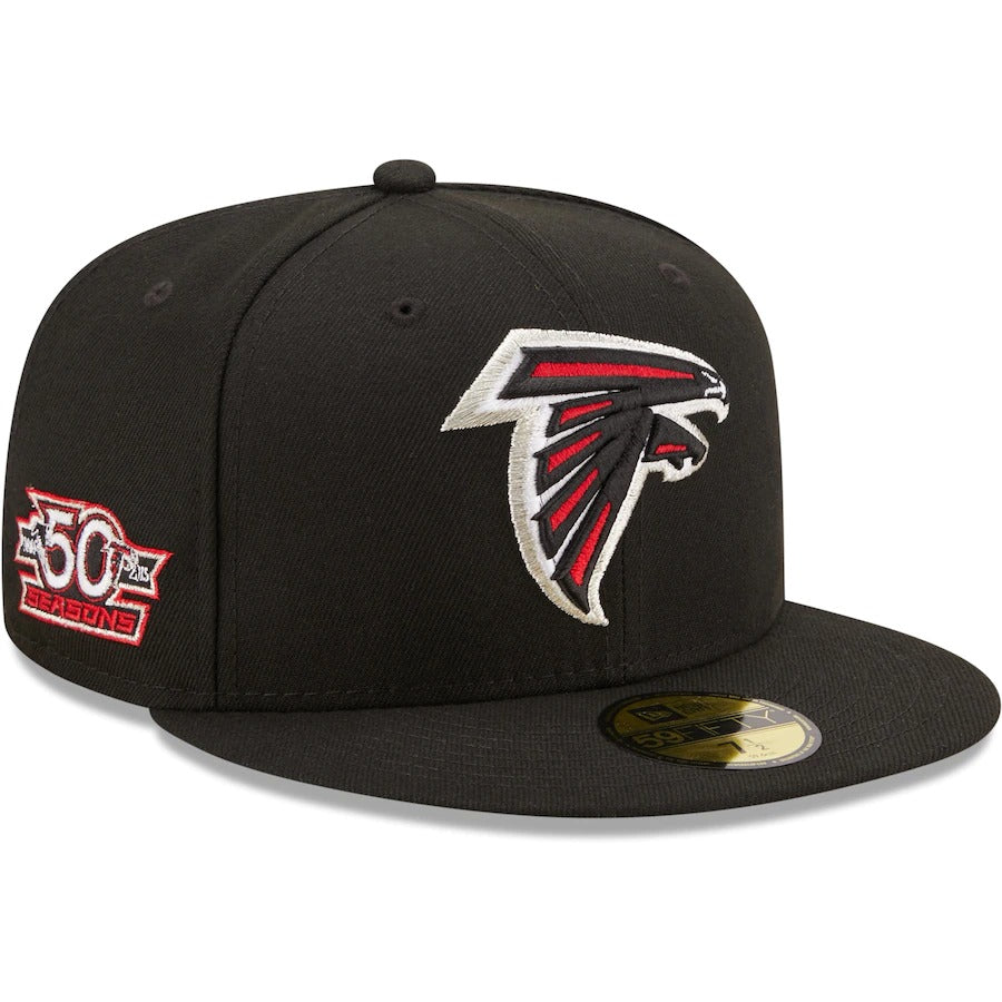 New Era Black Atlanta Falcons 50th Anniversary Patch 59FIFTY Fitted Hat