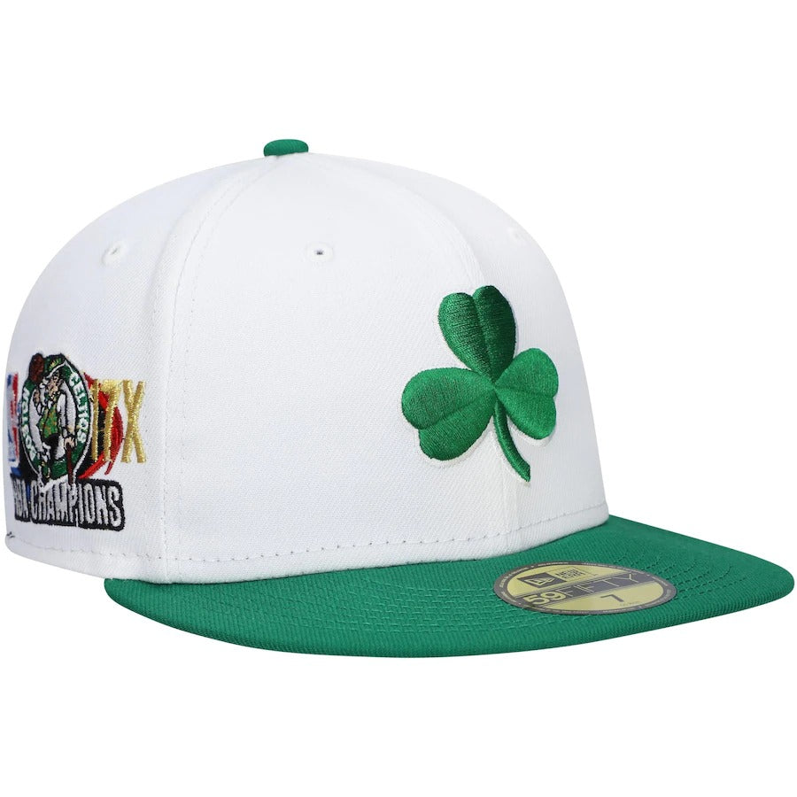New Era Boston Celtics White 17x NBA Finals Champions Side Patch Collection 59FIFTY Fitted Hat