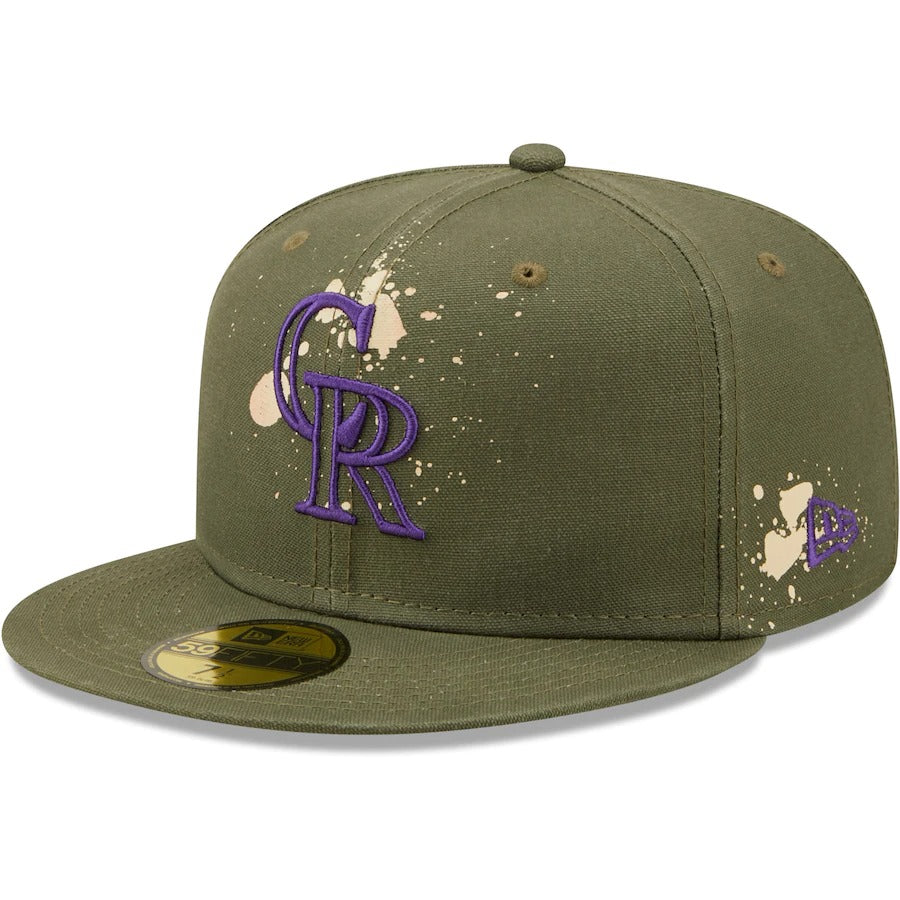 New Era Colorado Rockies Olive Splatter 59FIFTY Fitted Hat
