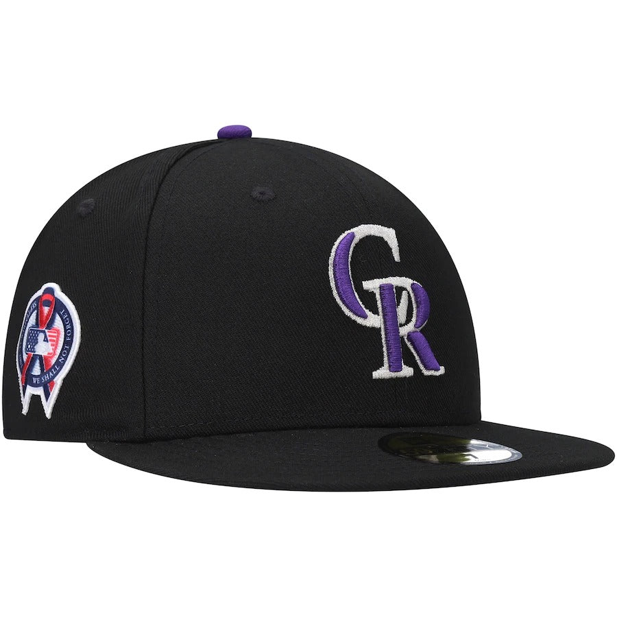 New Era Colorado Rockies Black 9/11 Memorial Side Patch 59FIFTY Fitted Hat