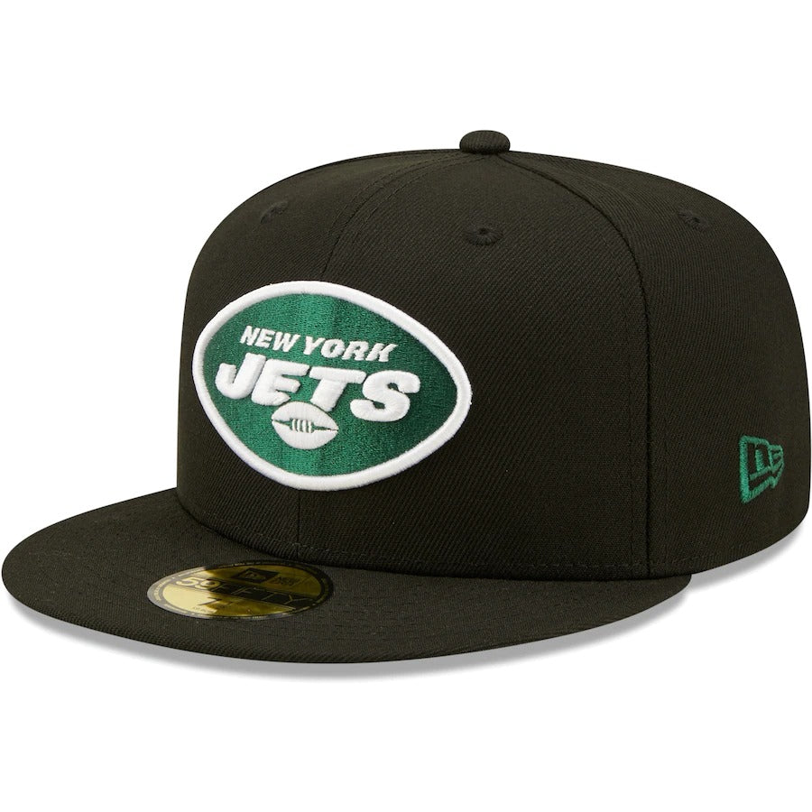 New Era New York Jets Black Team 50th Anniversary Patch 59FIFTY Fitted Hat