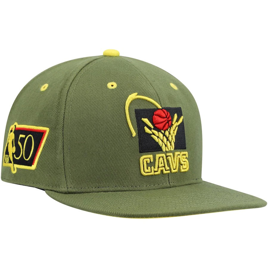 Mitchell & Ness x Lids Cleveland Cavaliers Olive 50th Anniversary Hardwood Classics Dusty Fitted Hat