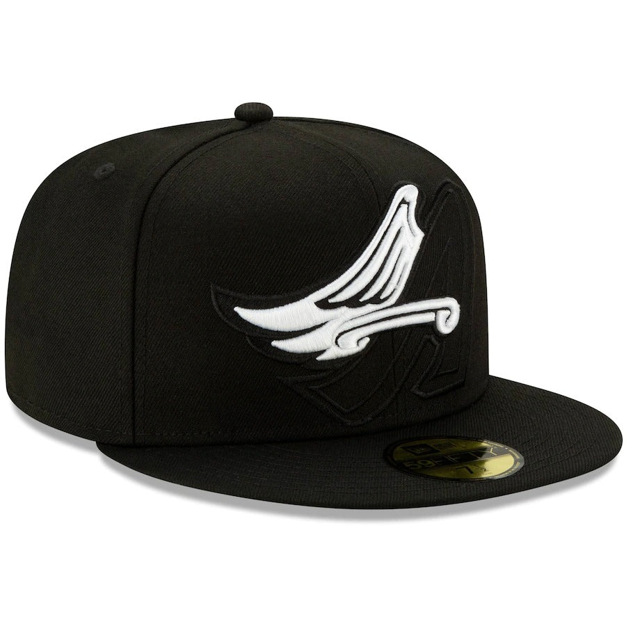 New Era Black Los Angeles Angels Monochrome Logo Elements 59FIFTY Fitted Hat