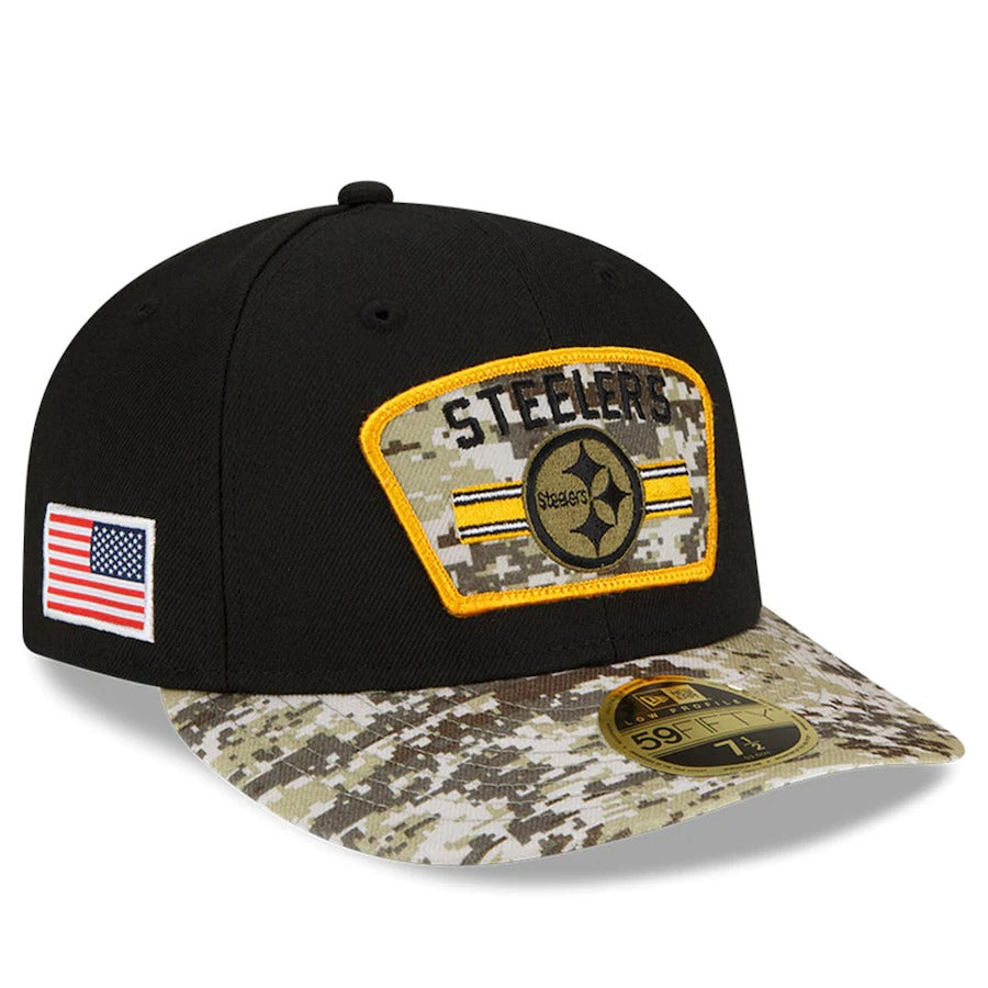 New Era Black/Camo Pittsburgh Steelers 2021 Salute To Service Low Profile 59FIFTY Fitted Hat