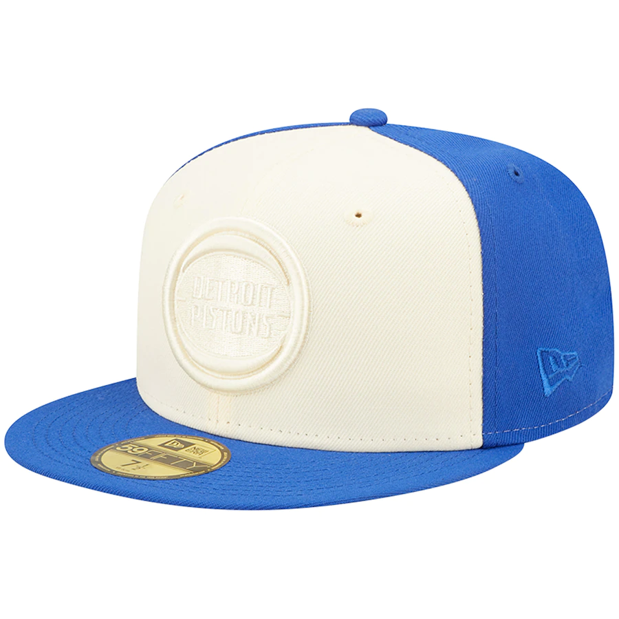 New Era Detroit Pistons Cream/Blue Cork Two-Tone 59FIFTY Fitted Hat
