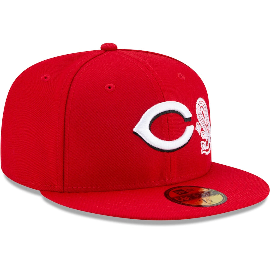 New Era Red Cincinnati Reds Patchwork Undervisor 59FIFTY Fitted Hat