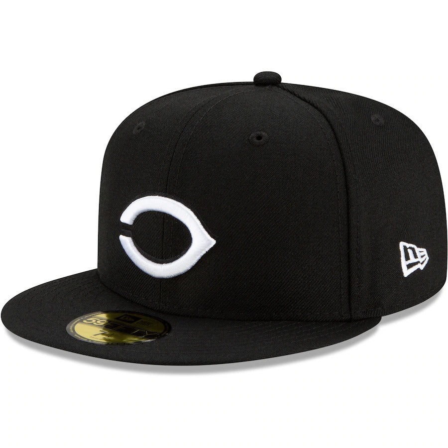 New Era Black Cincinnati Reds Upside Down Logo 59FIFTY Fitted Hat