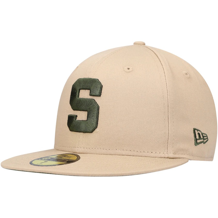 New Era Tan Michigan State Spartans Camel & Rifle 59FIFTY Fitted Hat