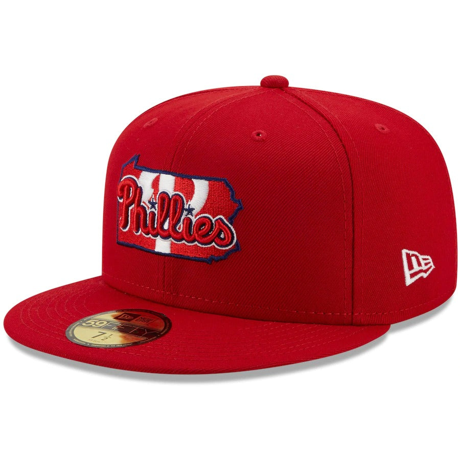 New Era Red Philadelphia Phillies Local II 59FIFTY Fitted Hat