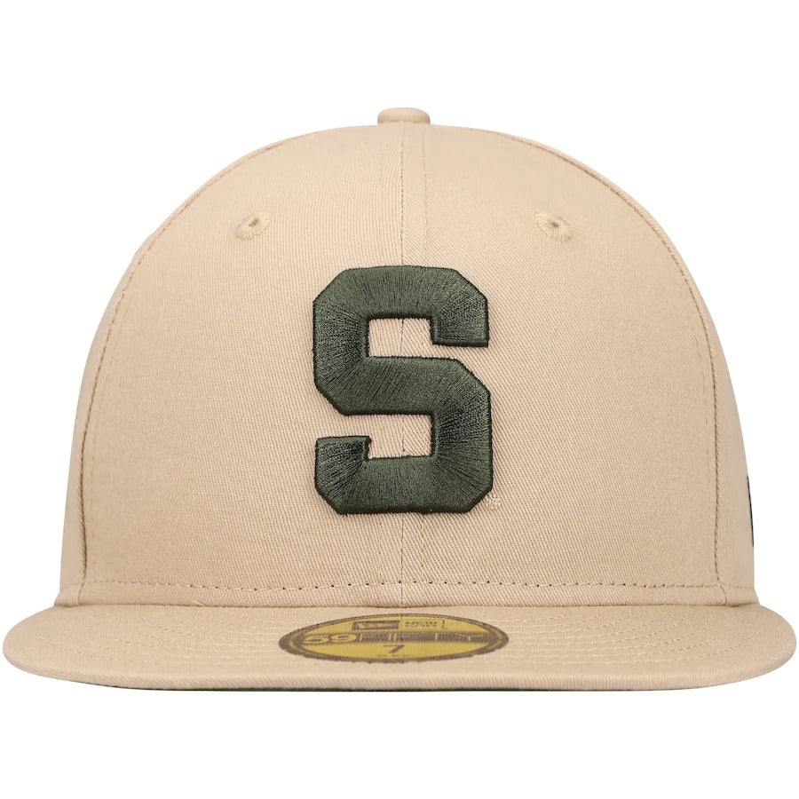 New Era Tan Michigan State Spartans Camel & Rifle 59FIFTY Fitted Hat