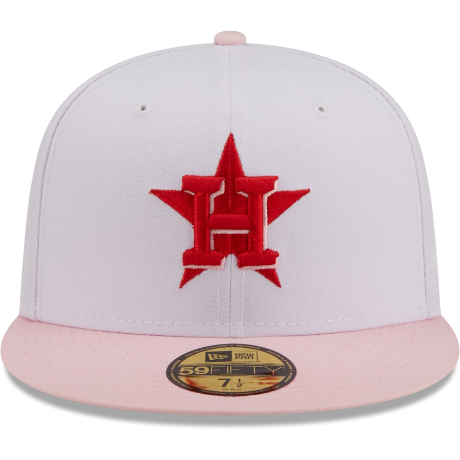 New Era Houston Astros White/Pink Scarlet Undervisor 59FIFTY Fitted Hat