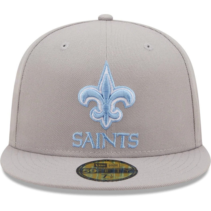 New Era New Orleans Saints Gray Super Bowl XLIV Sky Blue Undervisor 59FIFTY Fitted Hat