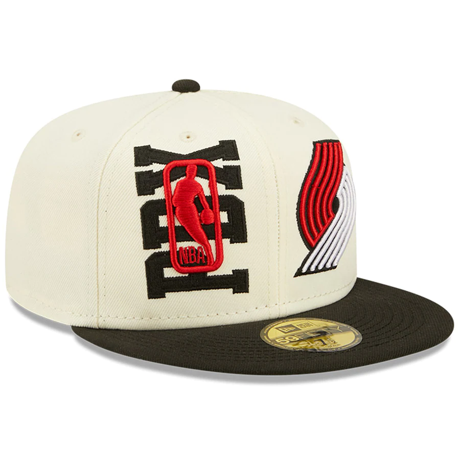 New Era Portland Trail Blazers Cream/Black 2022 NBA Draft 59FIFTY Fitted Hat