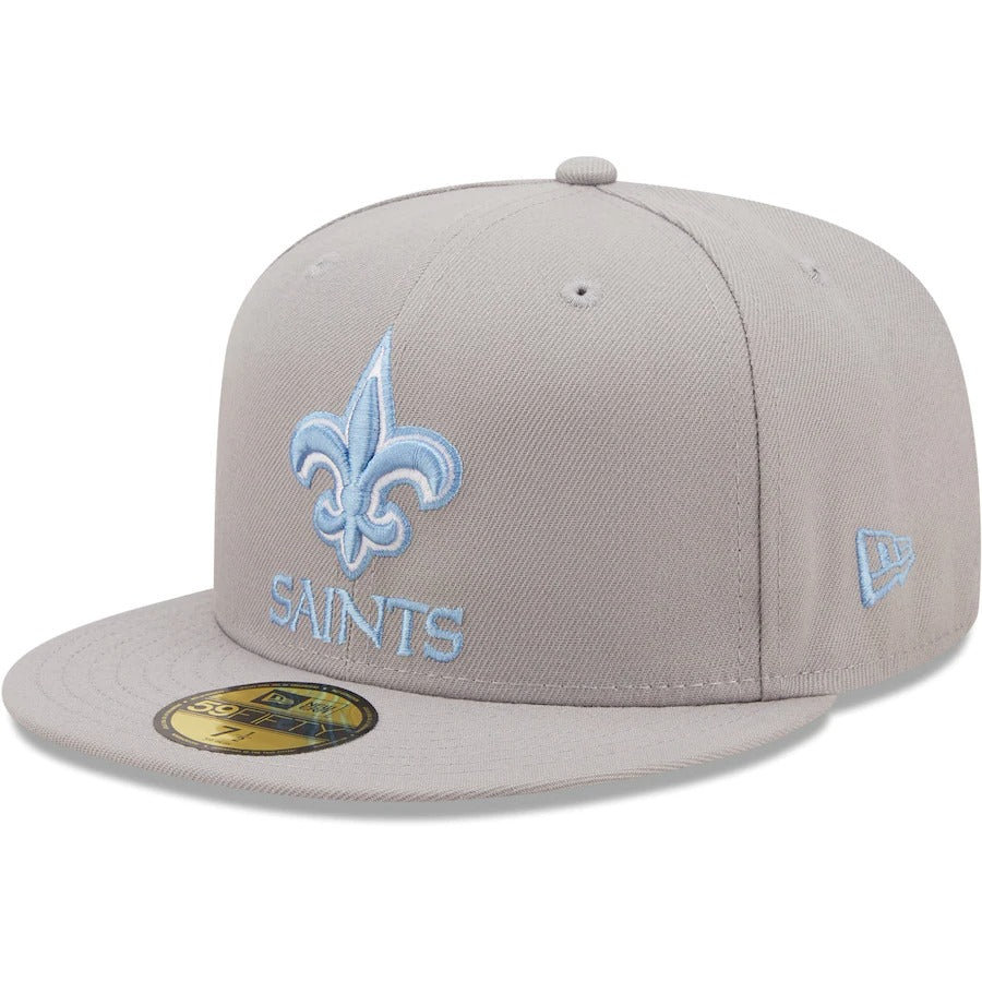 New Era New Orleans Saints Gray Super Bowl XLIV Sky Blue Undervisor 59FIFTY Fitted Hat