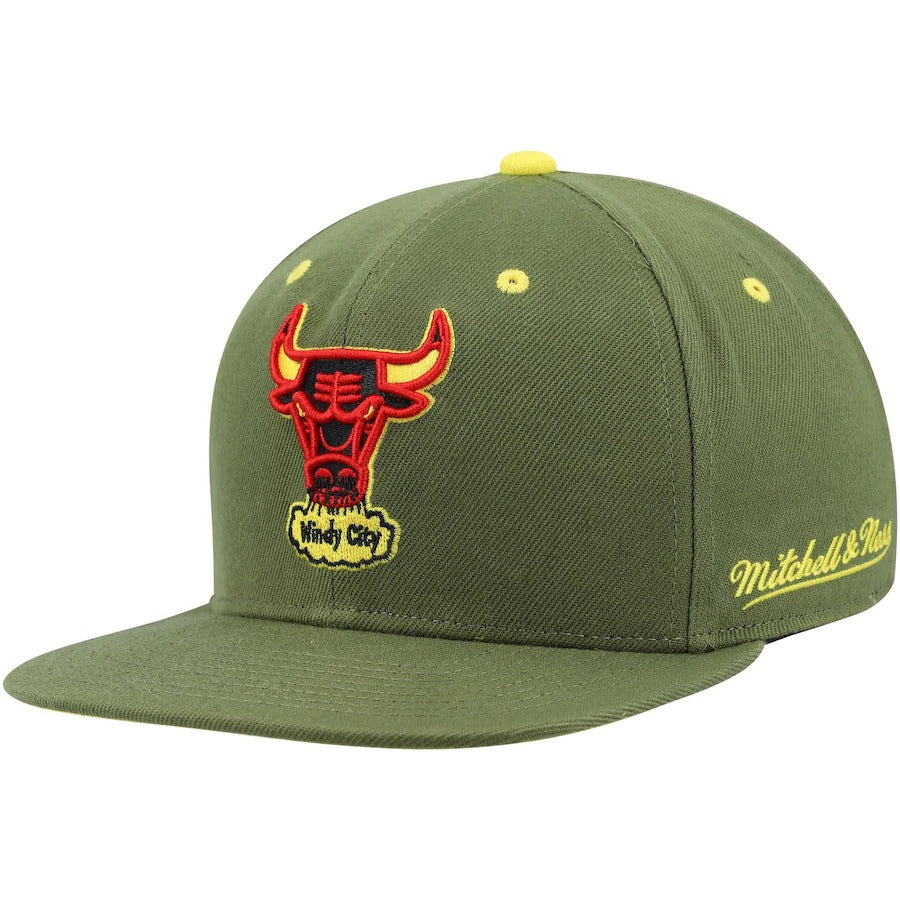 Mitchell & Ness x Lids Chicago Bulls Olive 30th Anniversary Hardwood Classics Dusty Fitted Hat