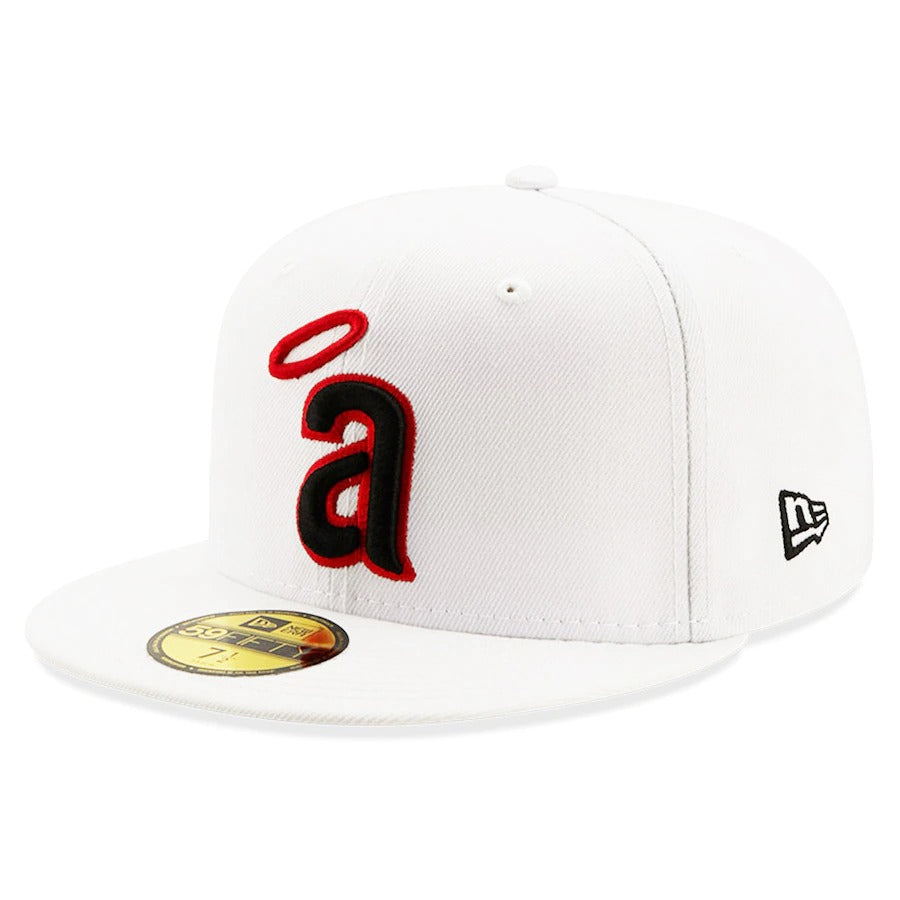 New Era Los Angeles Angels White 35th Anniversary Patch Red Undervisor 59FIFTY Fitted Hat