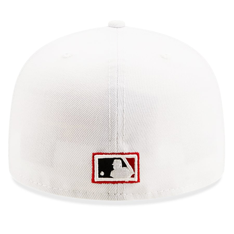 New Era Los Angeles Angels White 35th Anniversary Patch Red Undervisor 59FIFTY Fitted Hat