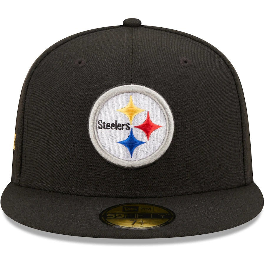 New Era Black Pittsburgh Steelers 80th Anniversary Patch 59FIFTY Fitted Hat