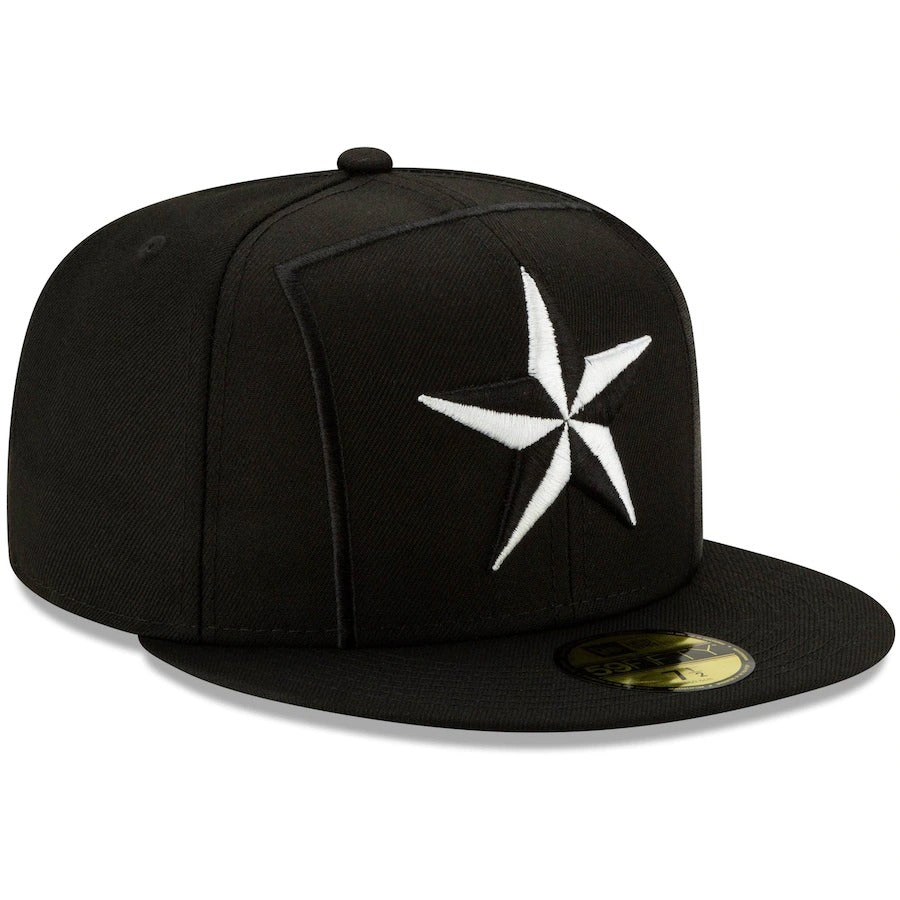 New Era Black Texas Rangers Monochrome Logo Elements 59FIFTY Fitted Hat