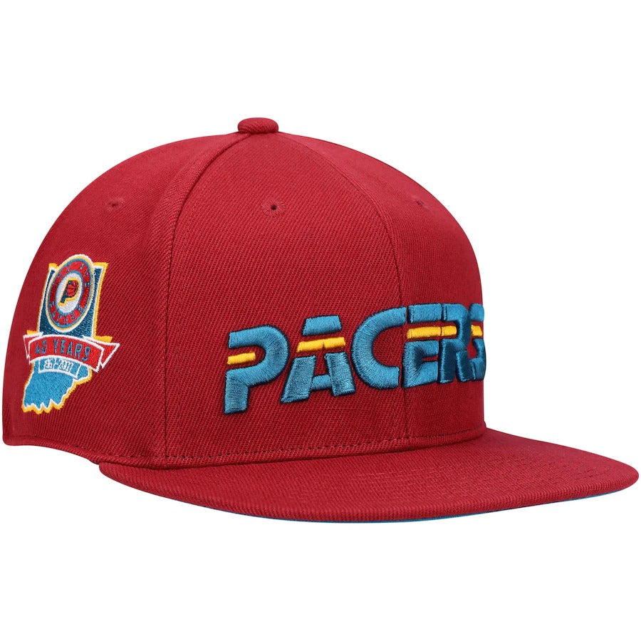 Mitchell & Ness x Lids Indiana Pacers Red 40 Years Hardwood Classics Northern Lights Fitted Hat