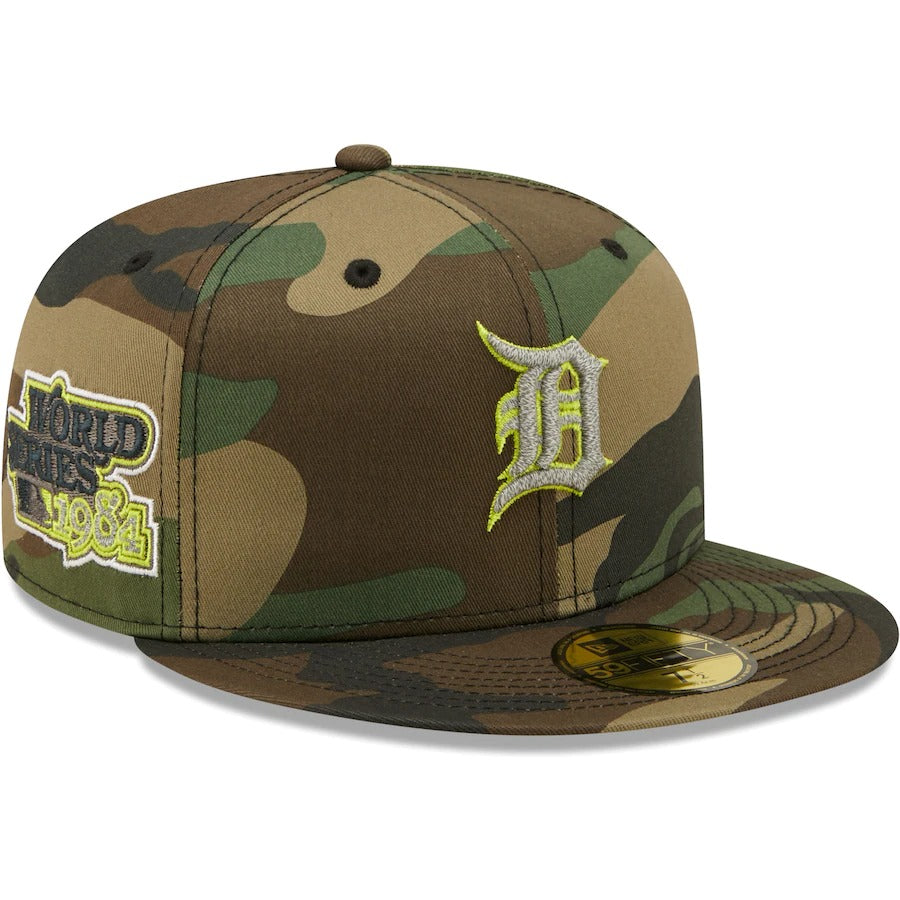 New Era Detroit Tigers Camo Cooperstown Collection 1984 World Series Woodland Reflective Undervisor 59FIFTY Fitted Hat