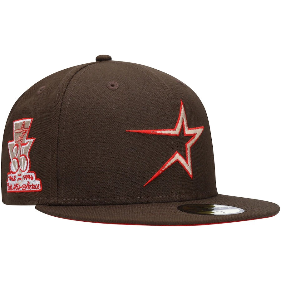 New Era Houston Astros Brown 35th Anniversary Team Scarlet Undervisor 59FIFTY Fitted Hat
