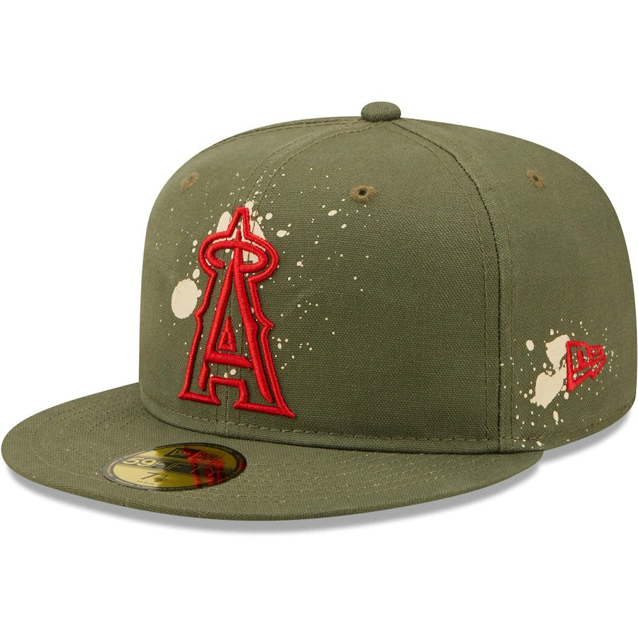 New Era Los Angeles Angels Olive Splatter 59FIFTY Fitted Hat