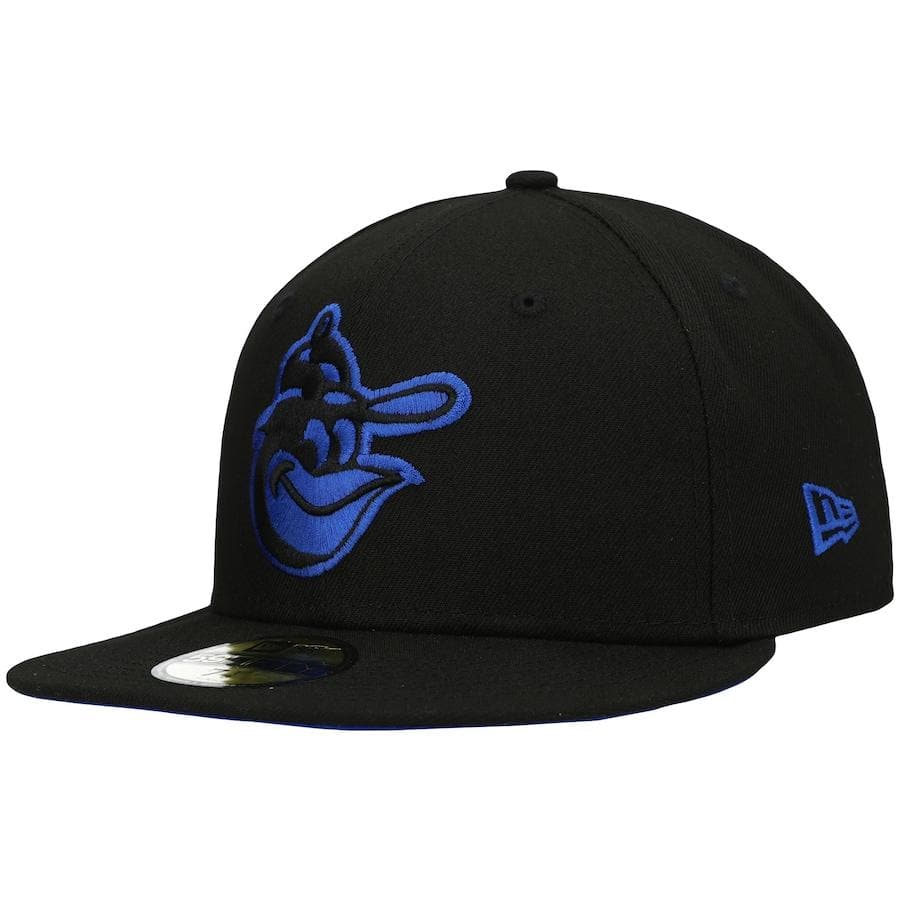 New Era Baltimore Orioles Black World Series 1966 World Series Patch Royal Under Visor 59FIFTY Fitted Hat