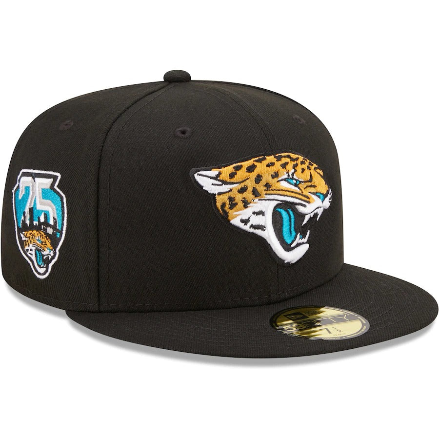 New Era Black Jacksonville Jaguars 25th Anniversary Patch 59FIFTY Fitted Hat