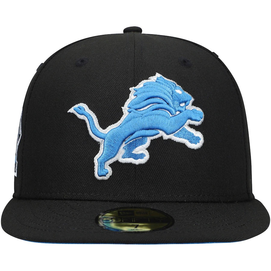 New Era Detroit Lions Black 75th Anniversary Patch Team 59FIFTY Fitted Hat