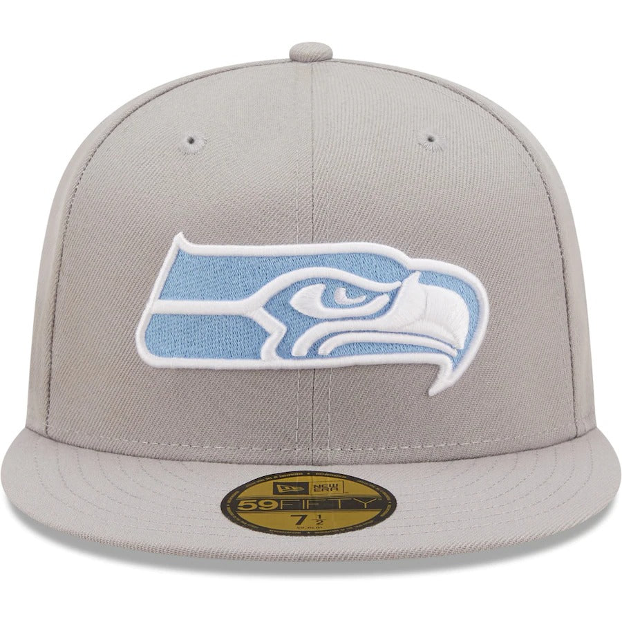 New Era Seattle Seahawks Gray Super Bowl XLVIII Sky Blue Undervisor 59FIFTY Fitted Hat