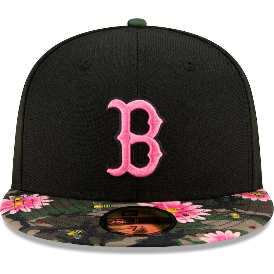 New Era Black Boston Red Sox Floral Morning 59FIFTY Fitted Hat
