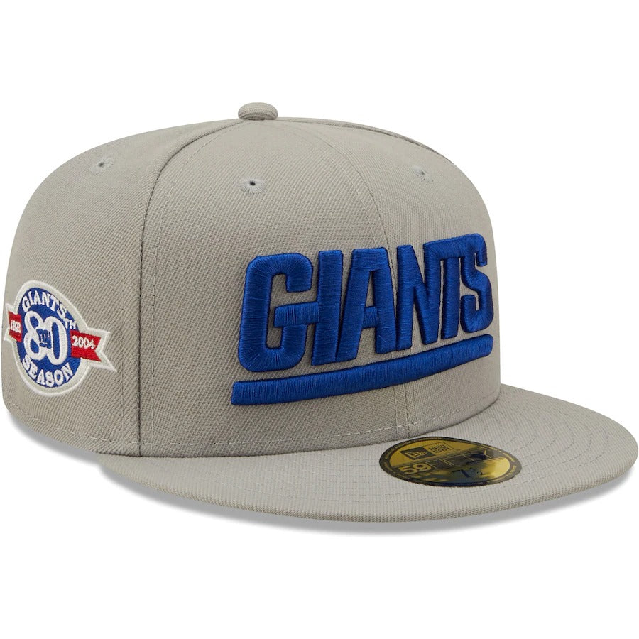 New Era New York Giants Gray Team 80th Anniversary Patch 59FIFTY Fitted Hat