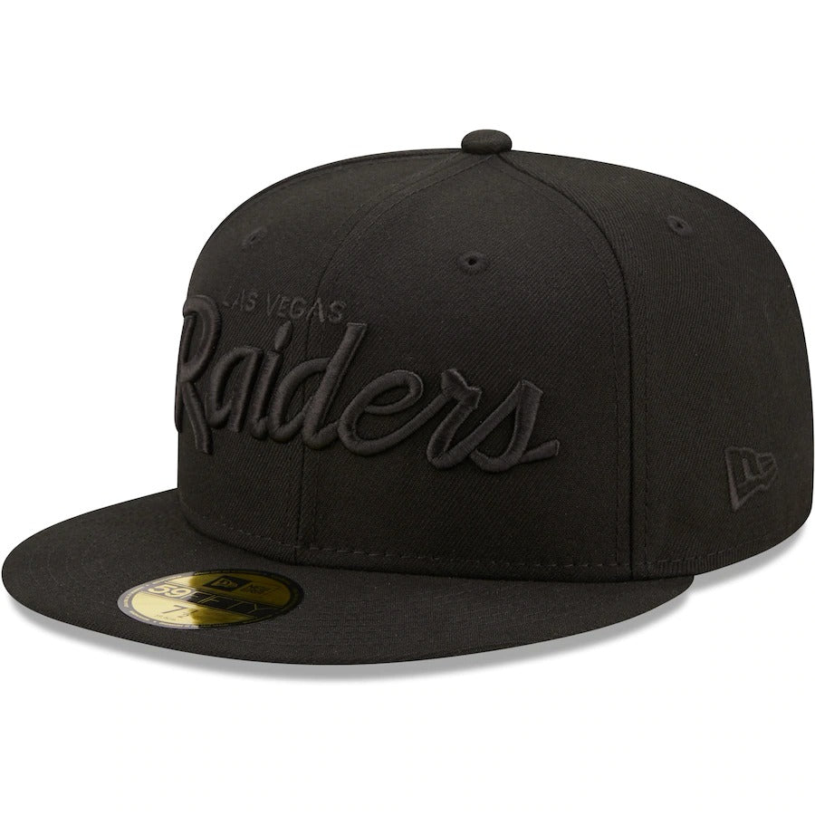 New Era Las Vegas Raiders Black on Black Alternate Logo 59FIFTY Fitted Hat
