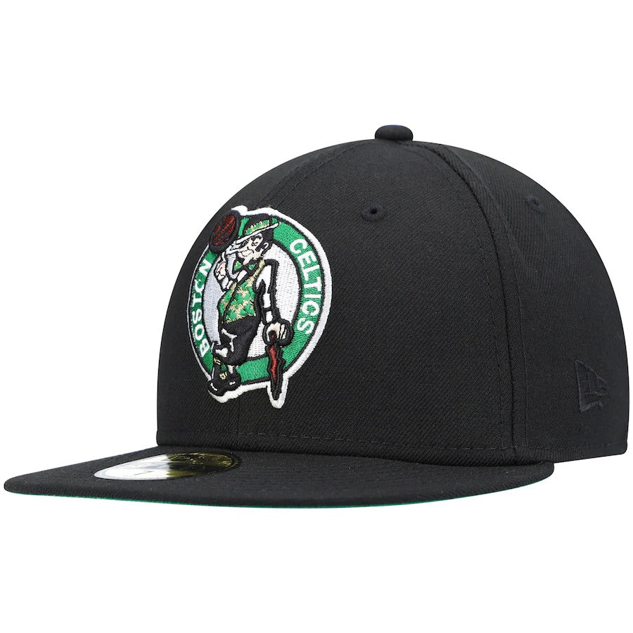 New Era Boston Celtics Black 17x NBA Finals Champions Side Patch Collection 59FIFTY Fitted Hat