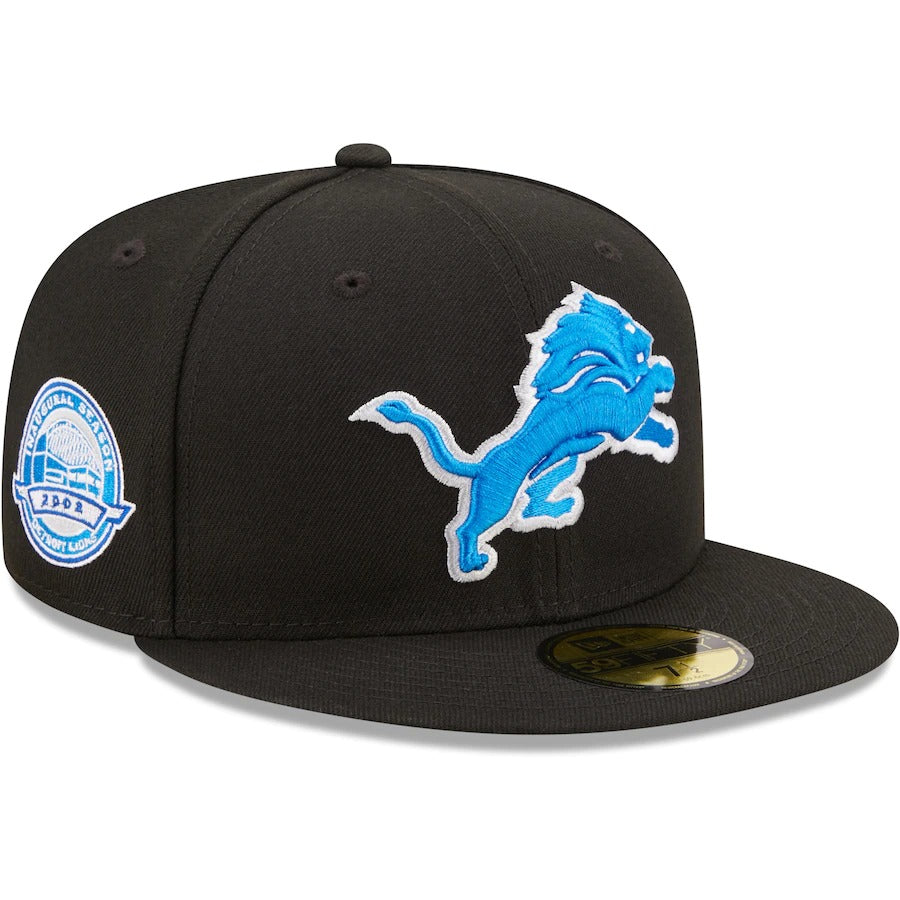 New Era Black Detroit Lions Ford Field Inaugural Season Patch 59FIFTY Fitted Hat