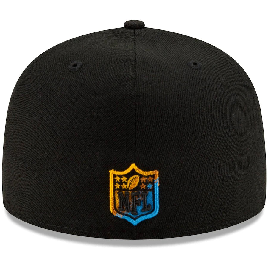 New Era Black Los Angeles Chargers Logo Color Dim 59FIFTY Fitted Hat