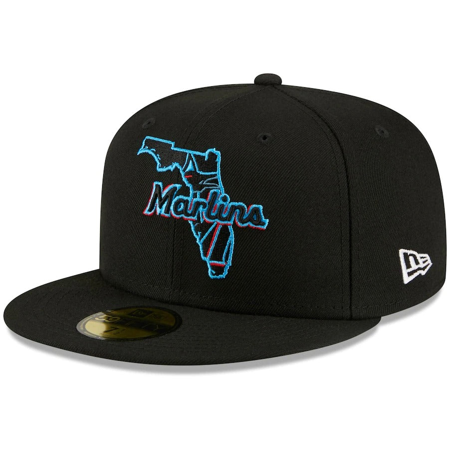 New Era Black Miami Marlins Local II 59FIFTY Fitted Hat
