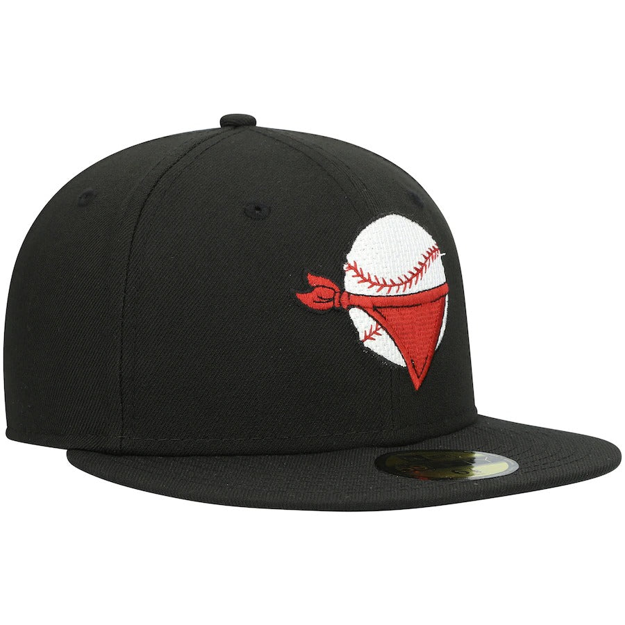 New Era Quad Cities River Bandits Black Authentic Collection Road 59FIFTY Fitted Hat