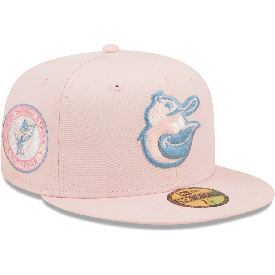 New Era Baltimore Orioles Pink/Sky Blue 1966 World Series Undervisor 59FIFTY Fitted Hat