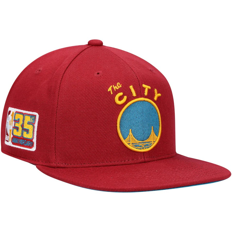 Mitchell & Ness x Lids San Francisco Warriors Red 35th Anniversary Hardwood Classics Northern Lights Fitted Hat