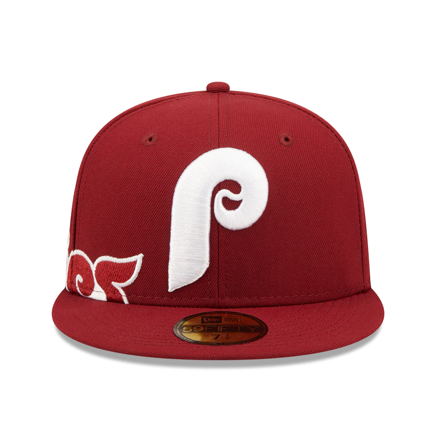 New Era Philadelphia Phillies Burgundy Sidesplit 59FIFTY Fitted Hat